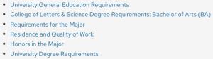Screenshot of Quick Links menu on a Guide program page.